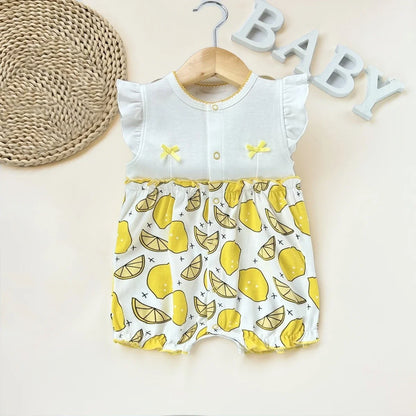 Pelele de verano para bebé recién nacido – Body de manga corta de algodón suave con estampado de dibujos animados para bebés y niñas (3-18 meses)