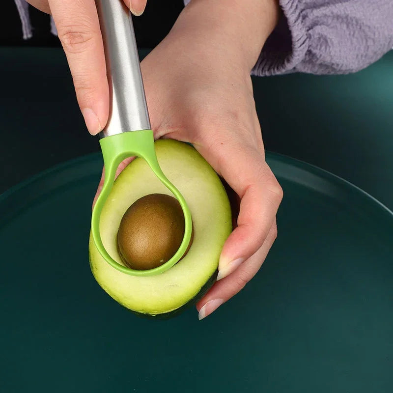 Stainless Steel Avocado & Fruit Slicer – Multi-Function Kitchen Cutting Tool for Avocado, Dragon Fruit & Other Fruits