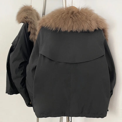 Women’s Winter Fur Jacket – Thick Warm Coat with Fox Fur Design, Fashionable Outerwear for Cold Weather