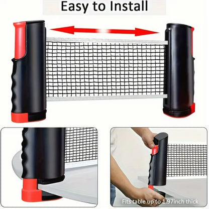 Portable Table Tennis Set – Ping Pong Paddle Set with Retractable Net, Carry Bag & 40+ Balls for Indoor/Outdoor Games Gift