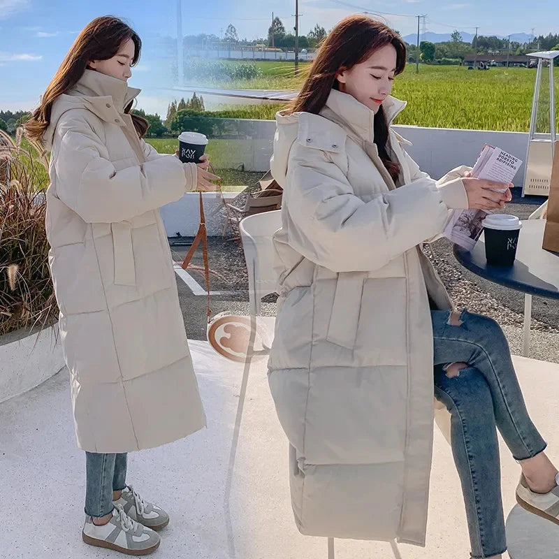 Women’s Long Hooded Winter Parka – Thick Cotton-Padded Puffer Coat, Warm Loose-Fit Jacket for Cold Weather & Snowy Days