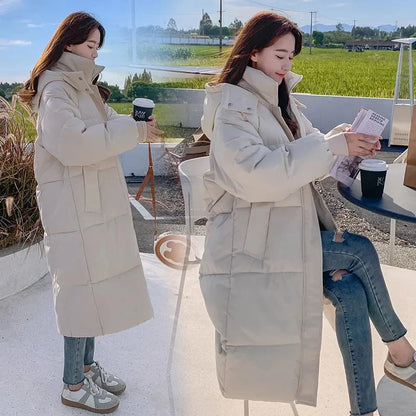Women’s Long Hooded Winter Parka – Thick Cotton-Padded Puffer Coat, Warm Loose-Fit Jacket for Cold Weather & Snowy Days