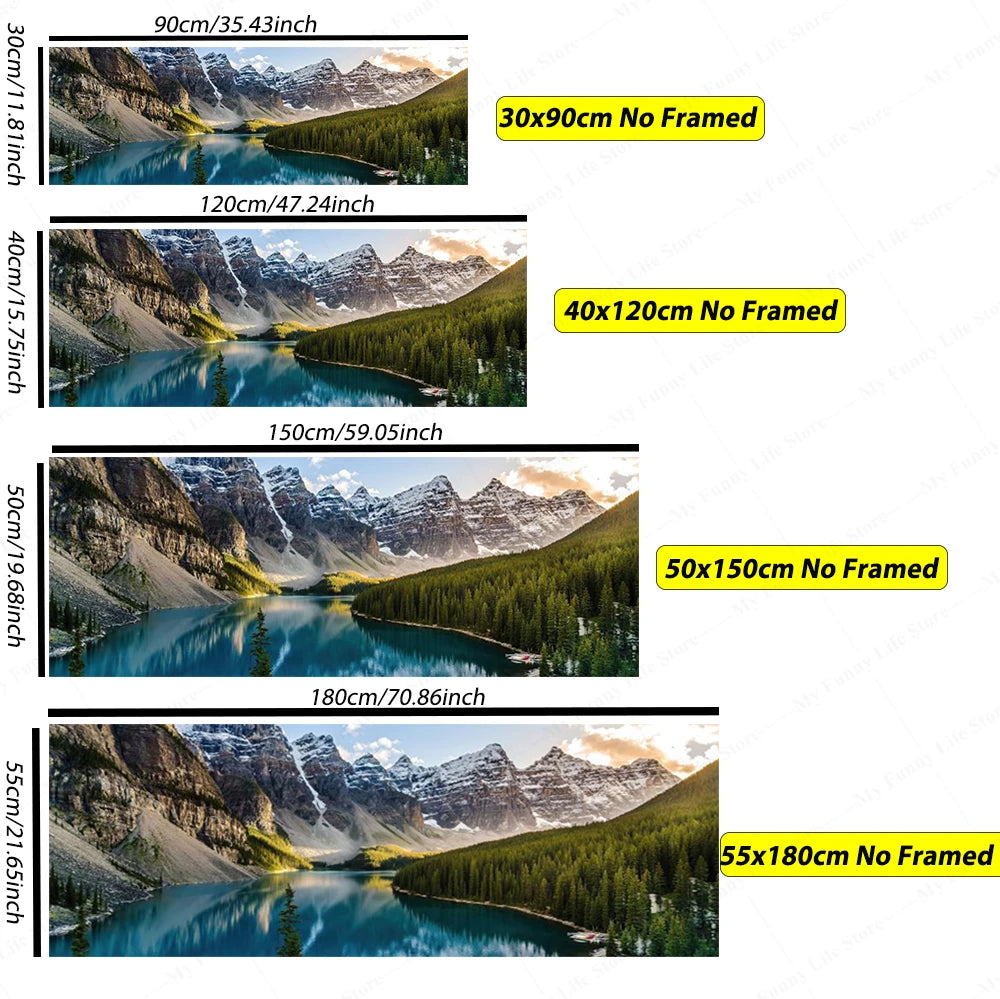 3D Landscape Canvas Wall Art – Mountain Lake Forest Scenery Painting Poster for Living Room, Bedroom & Home Decor