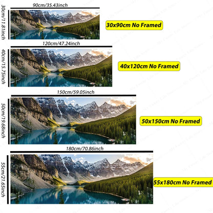 3D Landscape Canvas Wall Art – Mountain Lake Forest Scenery Painting Poster for Living Room, Bedroom & Home Decor