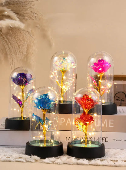 Eternal Rose LED Light in Glass Dome – Romantic Valentine’s Day Gift for Girlfriend | Forever Flower Decoration for Wedding, Mother’s Day & Bridesmaid Gifts