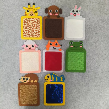 Ensemble de tapis sensoriels en feutre – Tapis d'apprentissage texturés avec animaux de dessin animé pour la maternelle et le développement sensoriel