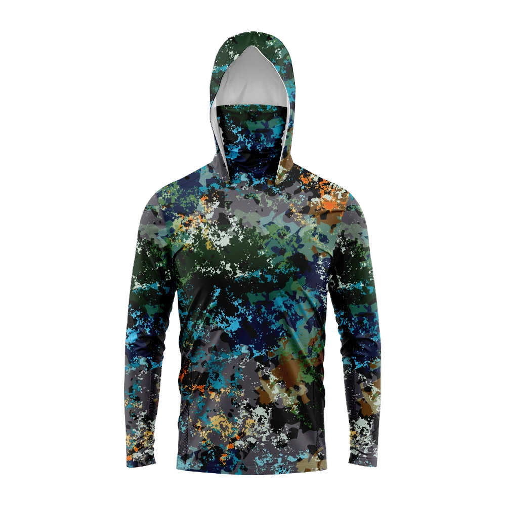 Men's Hooded Fishing Shirt – Long Sleeve UV Protection Performance Fishing Apparel for Outdoor & Angling