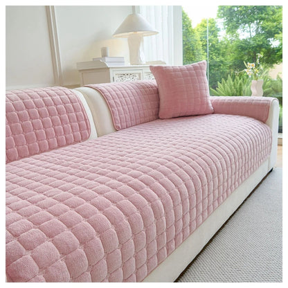 Soft Flannel Non-Slip Sofa Cover – Quilted Furniture Protector for Couch & Living Room Sofa, Warm 1-Seat Cushion Cover