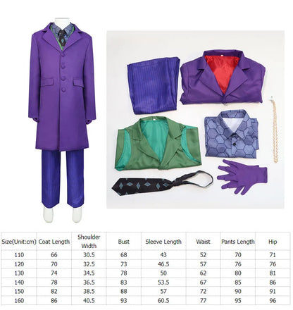 Heath Ledger Dark Knight Cosplay Costume – Coat, Vest & Pants Outfit for Halloween, Carnival, Fancy Dress Parties & Costume Events
