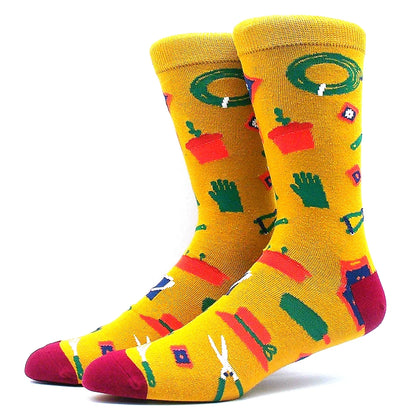 Funny Colorful Hip Hop Socks – Combed Cotton Animal, Astronaut & Geometric Print Socks for Men & Women, Business Dress Wear