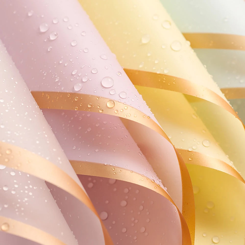 10 hojas de papel de envolver flores impermeable con bordes dorados para ramos, bodas, regalos y arreglos florales de bricolaje
