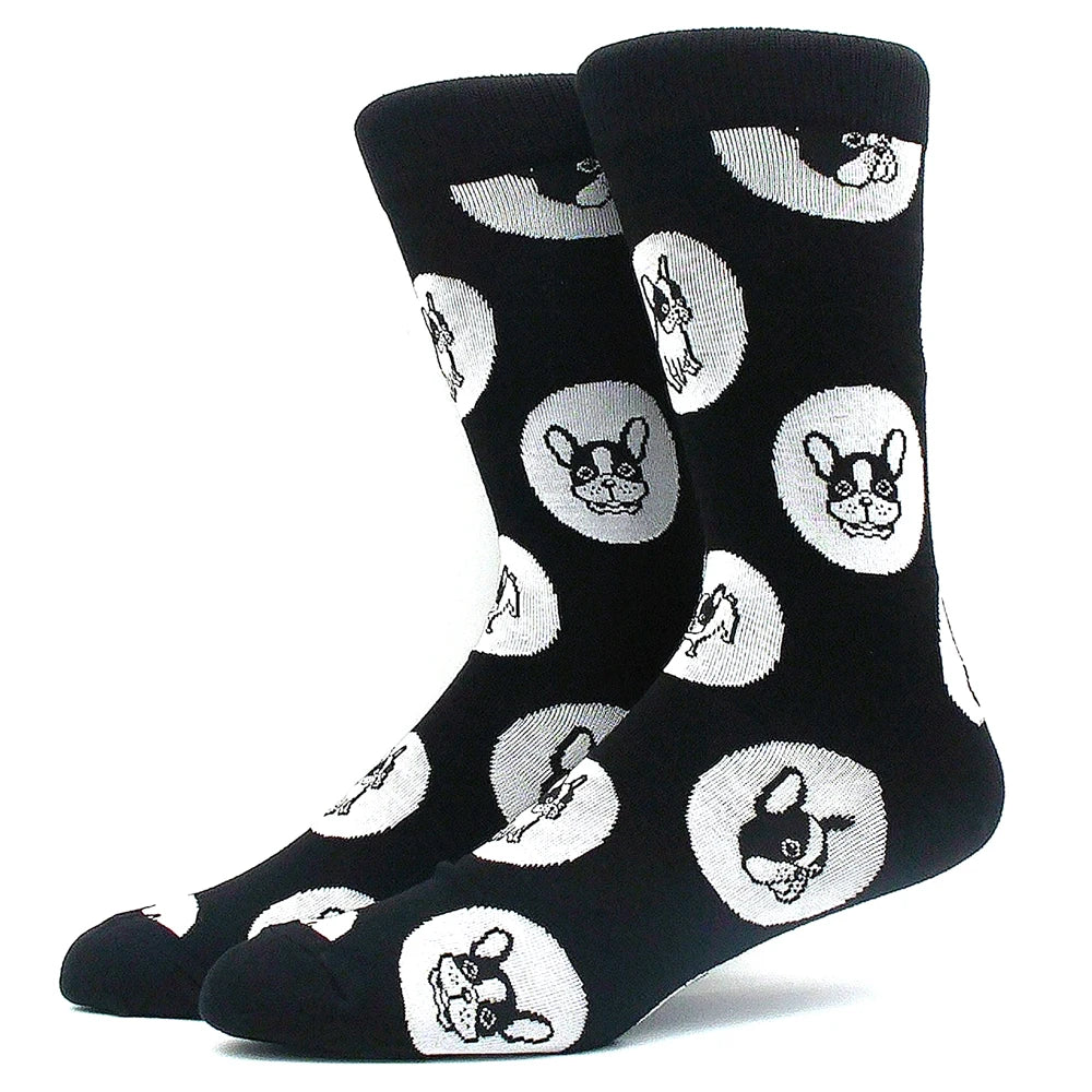 Funny Colorful Hip Hop Socks – Combed Cotton Animal, Astronaut & Geometric Print Socks for Men & Women, Business Dress Wear