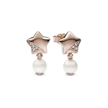 Juego de pendientes de tuerca de plata de ley 925 con hoja cuadrada, sol y luna para mujer, exquisito regalo de joyería europea