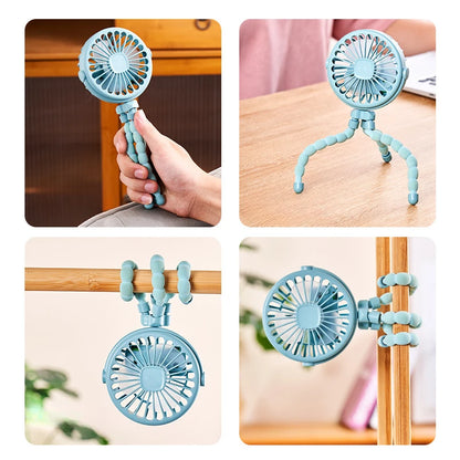 Ventilador portátil con clip para cochecito - Ventilador de refrigeración para bebés recargable por USB de 600 mAh con 3 velocidades para el hogar, viajes y actividades al aire libre