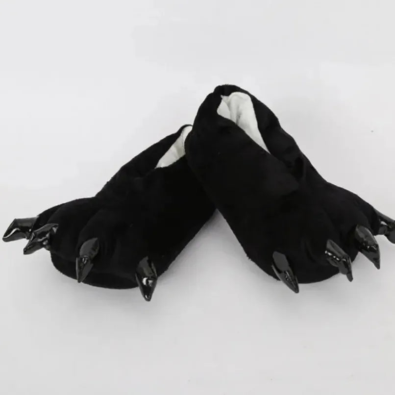 Women’s Plush Animal Slippers – Thick Fluffy Non-Slip Indoor House Shoes with Dinosaur, Cow, Cat Paw & Claw Designs