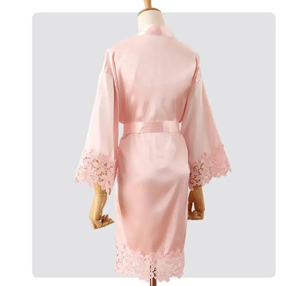 Women’s Summer Lace Kimono Robe – Bride & Bridesmaid Wedding Sleepwear Embroidered Bathrobe Night Dress