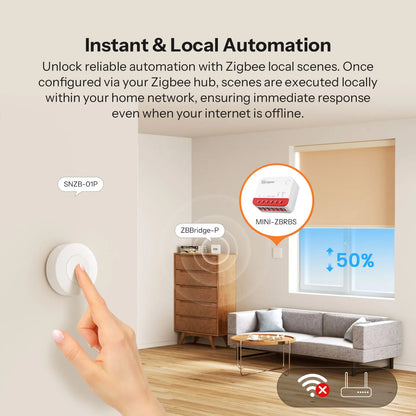 SONOFF MINI-ZBRBS Zigbee Smart Roller Shutter Switch – Controlador inteligente de cortinas, módulo de motor de persianas compatible con ZigBee Hub, automatización de escenas locales e interruptor amplificador de señal para eWeLink Smart Home