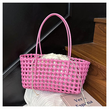 Bolso Cesta de Paja Tejido a Mano para Mujer – Bolso de Hombro de Ratán, Bolso de Playa de Verano para Mujer, Cartera de Viaje de Diseño para Compras, Vacaciones y Salidas Casuales