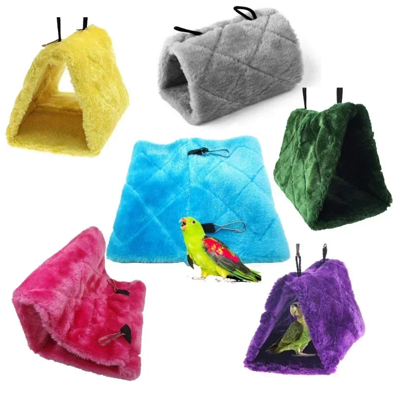 Pet Bird Parrot Cage Hammock – Warm Hanging Hut Tent Bed with Cozy Sleeping Cave for Parrots & Small Birds, Cage Decoration
