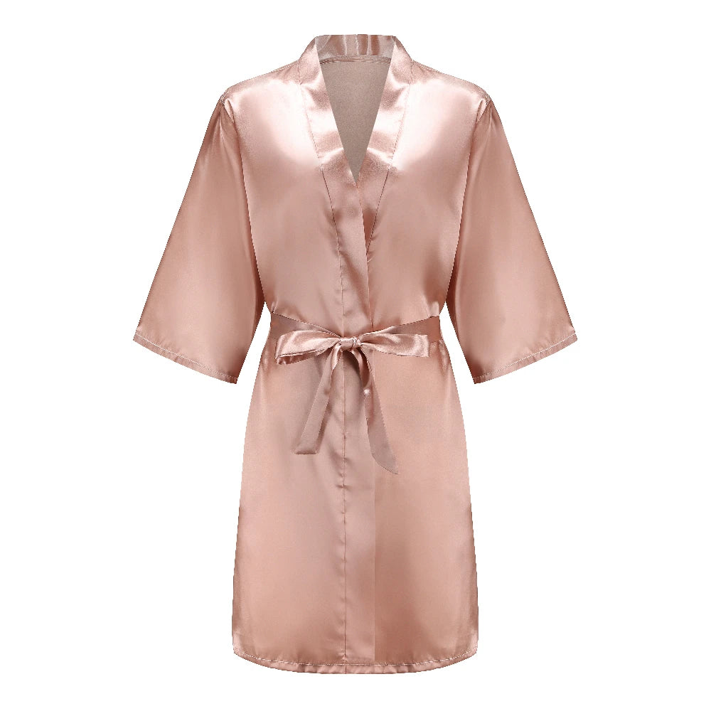 Bata de satén "Team Bride" – Kimono de pijama para fiesta de bodas con estampado de letras blancas | Regalo de despedida de soltera para mujer