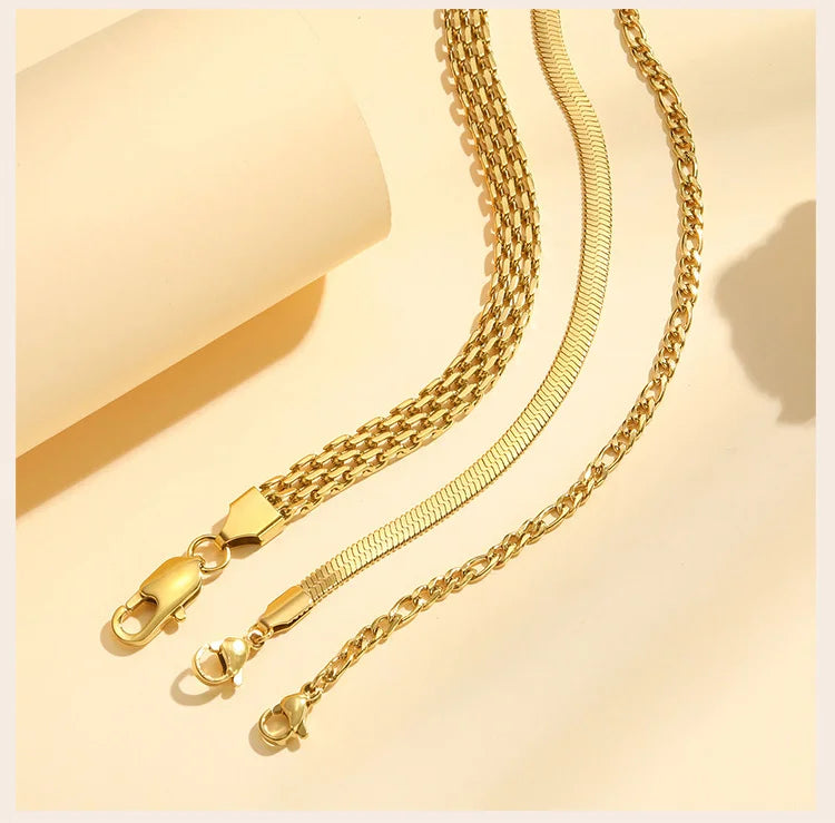 Waterproof Stainless Steel Chain Bracelet – Gold Plated Stackable Link Bracelet for Women | Trendy Fashion Jewelry Gift