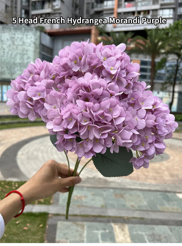 Bouquet d'Hortensias Artificiels à 5 Têtes – Fleurs Artificielles en Soie pour Décoration de Mariage, Arrangements de Fête, Décoration de Salon & Accessoires Floraux pour la Maison