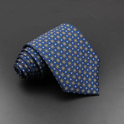 Men's 7.5cm Soft Silk Necktie – Floral & Dot Pattern Tie for Weddings, Business, Parties & Formal Wear