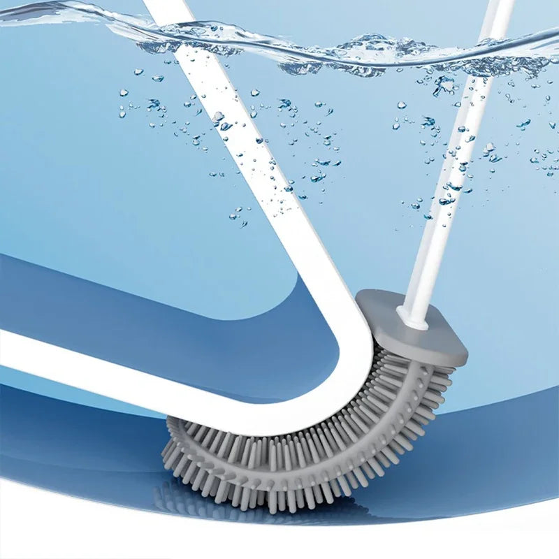 Juego de escobillas de inodoro de silicona – Limpiador de inodoro montado en la pared, kit moderno de cepillo de limpieza para WC, cepillo de silicona flexible con soporte de almacenamiento para baño y accesorios