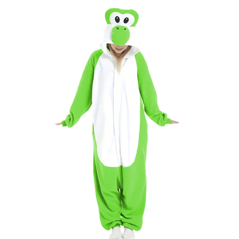 Yoshi Kigurumi Cosplay Onesie – Full Body Pajamas for Adults (Women’s Halloween/Christmas Sleepwear Costume)