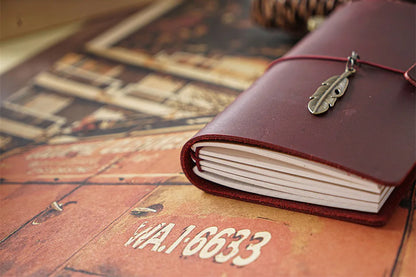 Genuine Leather Refillable Travel Journal – Handmade Retro Diary, Sketchbook & Notebook