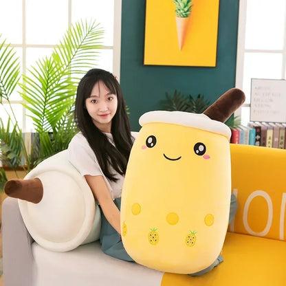 Giant Bubble Tea Plush Pillow – 22–70cm Squishy Milk Tea Boba Stuffed Toy Fruit Drink Bottle Decor Gift