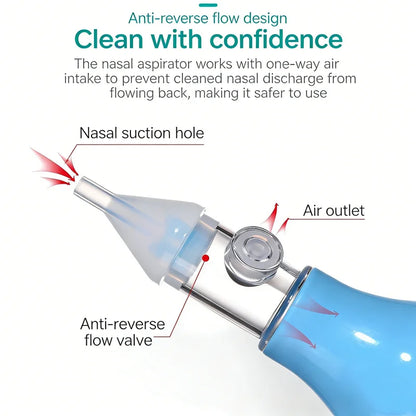 Aspirador Nasal de Silicona para Bebés – Limpiador Manual de Nariz para Lactantes y Niños Pequeños
