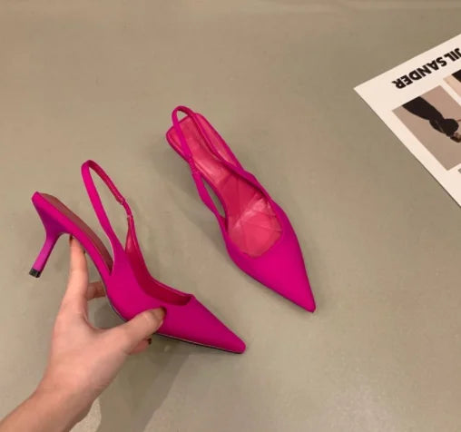 Sandalias de tacón de aguja puntiagudas para mujer – Elegantes y sexys, sin cordones, tacones altos de boca baja para uso casual y fiesta