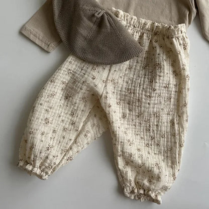Pantalones de Bebé de Algodón Orgánico – Pantalones Suaves de Muselina Estampados para Recién Nacidos y Niños Pequeños, Parte de Abajo Informal y Adorable para Usar en Primavera, Verano, Otoño e Invierno