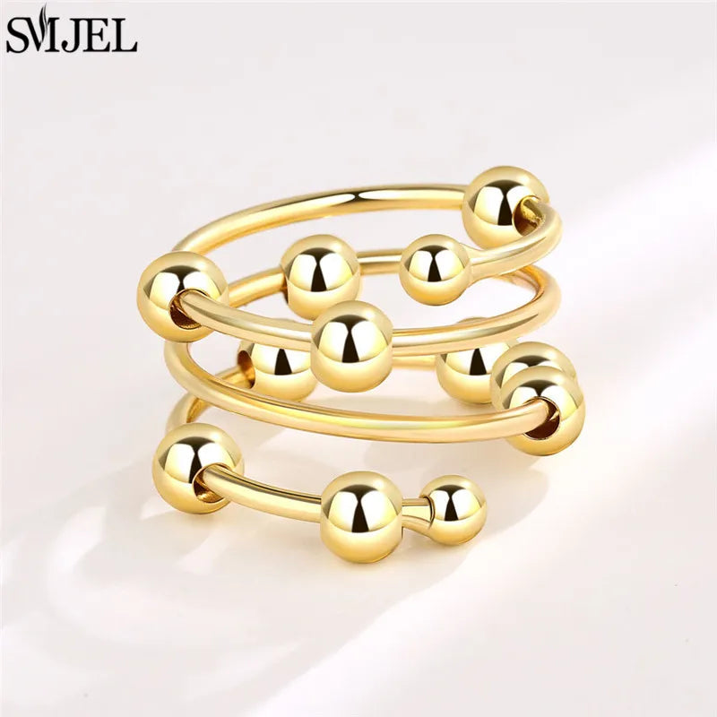 Cherry Blossom Rotating Fidget Spinner Ring – Cute Cat, Bee, Bunny & Butterfly Anti-Anxiety Ring for Women | Adjustable Stress Relief Jewelry