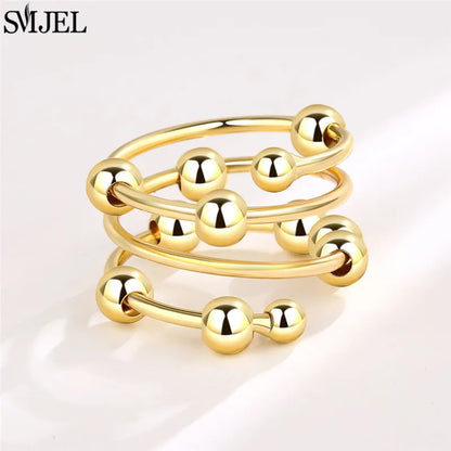 Cherry Blossom Rotating Fidget Spinner Ring – Cute Cat, Bee, Bunny & Butterfly Anti-Anxiety Ring for Women | Adjustable Stress Relief Jewelry