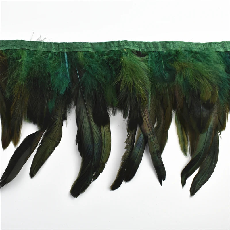 10 m Rooster Feather Fringe Trim – Natural Feather Ribbon for Sewing, Crafts & Costume Decoration