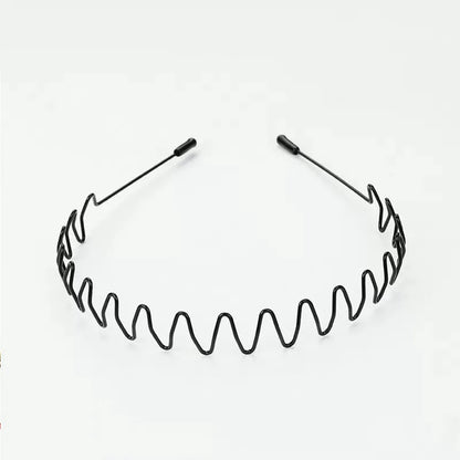 Diadema unisex de metal negro – Aro de pelo ondulado elástico antideslizante para hombres y mujeres | Accesorios para el cabello sencillos y a la moda