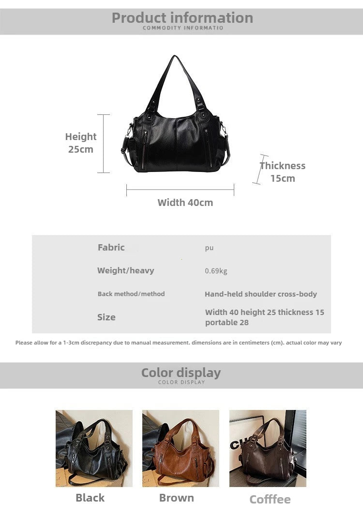 Women’s PU Leather Shoulder Bag – 2026 Fashion Handbag with Soft Interior Compartment, Contrast Color Design, Zipper Closure, Stylish Everyday Purse for Work, Travel & Casual Use