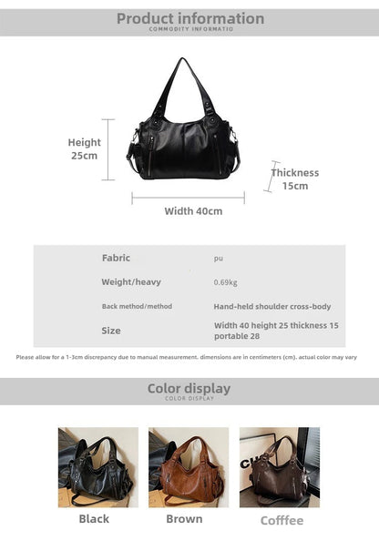Women’s PU Leather Shoulder Bag – 2026 Fashion Handbag with Soft Interior Compartment, Contrast Color Design, Zipper Closure, Stylish Everyday Purse for Work, Travel & Casual Use