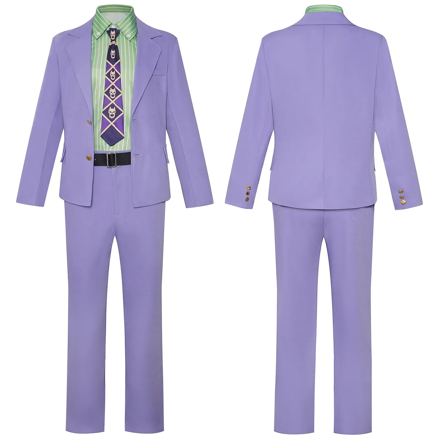 Anime Purple Blazer Cosplay Costume Set – Shirt, Pants, Tie & Belt Outfit for Men & Women Halloween Roleplay Suit