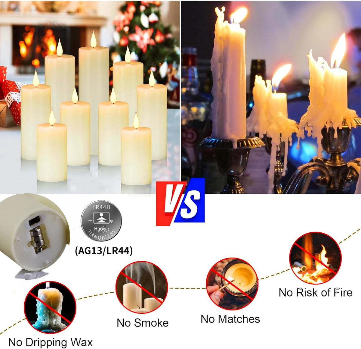 6-120PCS LED Flameless Pillar Candles – Battery-Operated Flickering Fake Candles for Wedding, Birthday, Party & Concert Decor