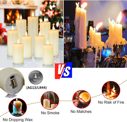 6-120PCS LED Flameless Pillar Candles – Battery-Operated Flickering Fake Candles for Wedding, Birthday, Party & Concert Decor