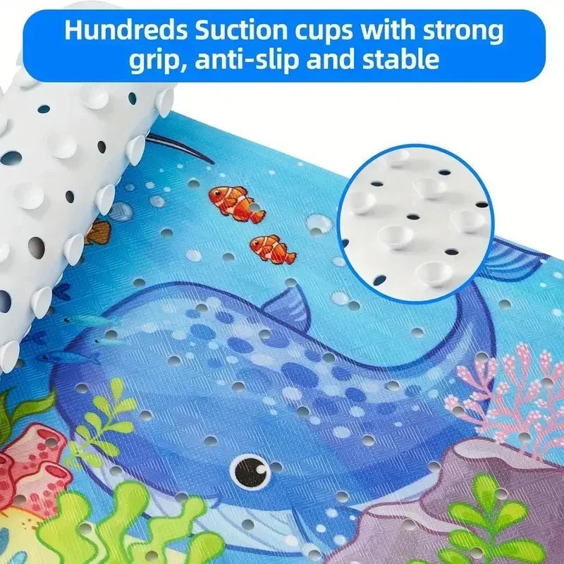 Cartoon Extra-Long Bathtub Mat 40x100cm – Non-Slip Shower & Bath Mat with Suction Cups and Drain Holes