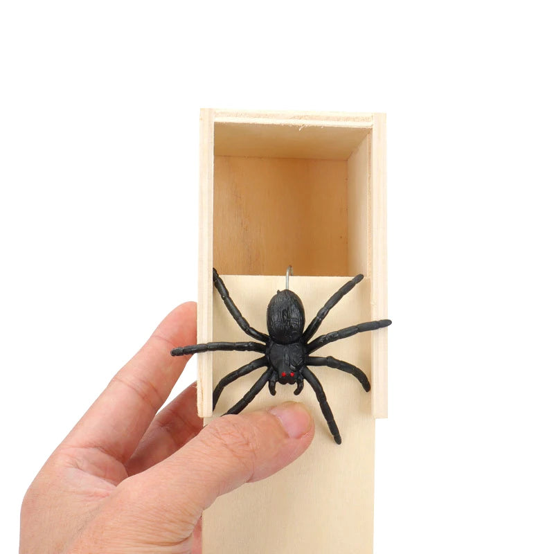 Juguete de Broma Araña con Caja de Madera – Regalo Realista de Halloween para Niños, Casas Embrujadas y Recuerdos de Fiesta