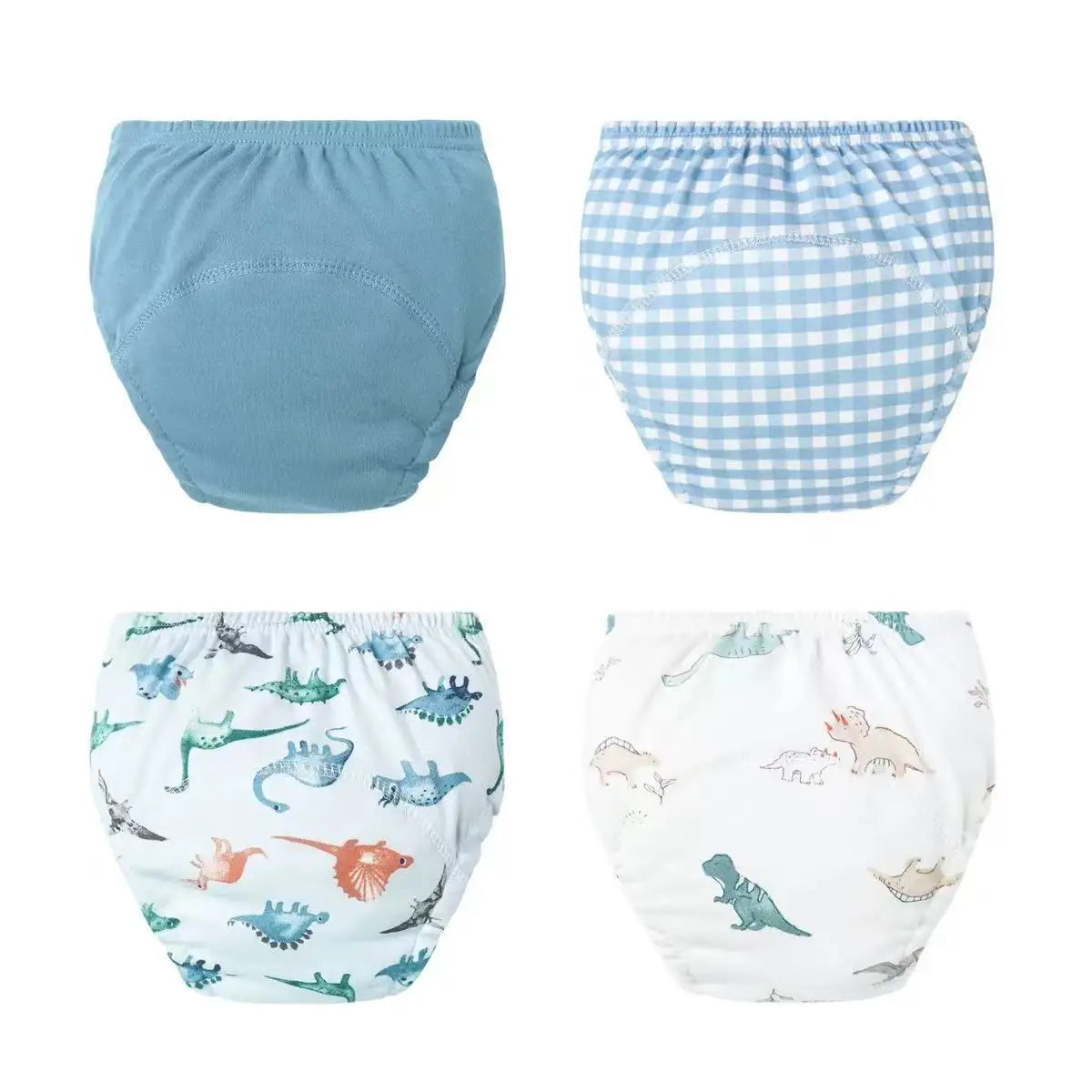 Culottes d'apprentissage de la propreté imperméables réutilisables (lot de 4) – Sous-vêtements d'entraînement en coton doux pour bébés garçons et filles avec protection anti-fuites