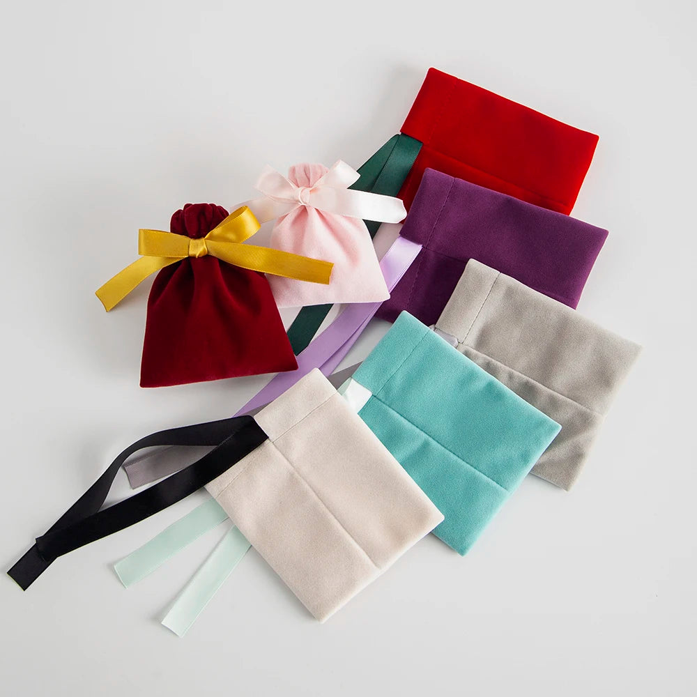 10 Bolsas de Terciopelo con Cordón – Bolsitas de Regalo con Cinta 10x12cm para Empaque de Joyas, Recuerdos de Boda, Almacenamiento de Viaje y Dulces