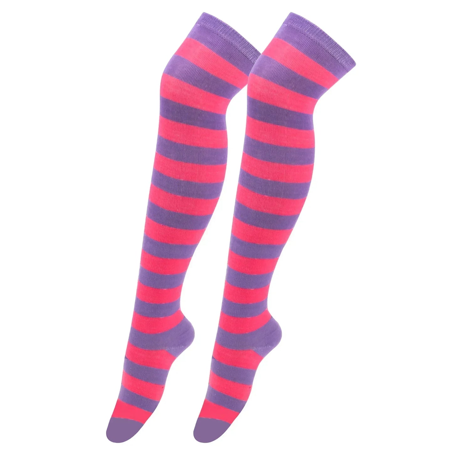Thigh High Socks Women Over Knee Striped Polka Dot Stockings Black White Pink Lolita Cosplay Harajuku Y2K Kawaii