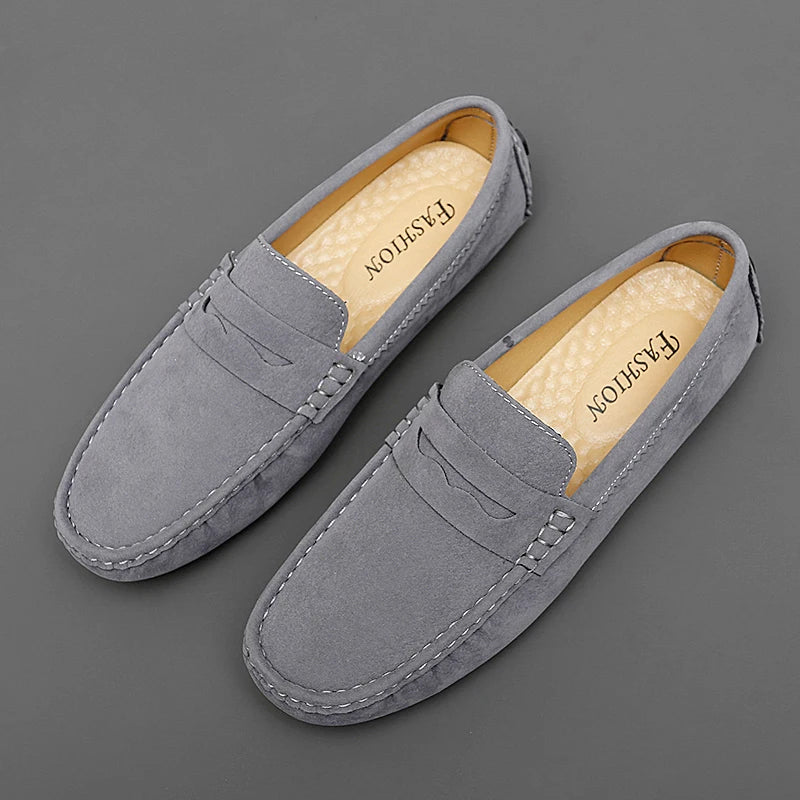 Mocassins en daim pour hommes – Chaussures de conduite décontractées classiques, Chaussures plates confortables à enfiler et Mocassins