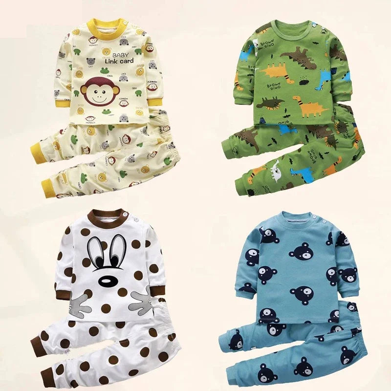 Conjunto de ropa de algodón para niños – Traje de otoño invierno para niños y niñas, cómodo conjunto de pijama de manga larga y pantalones, ropa informal de estar por casa para niños, ropa interior cálida y ropa de regalo de Navidad